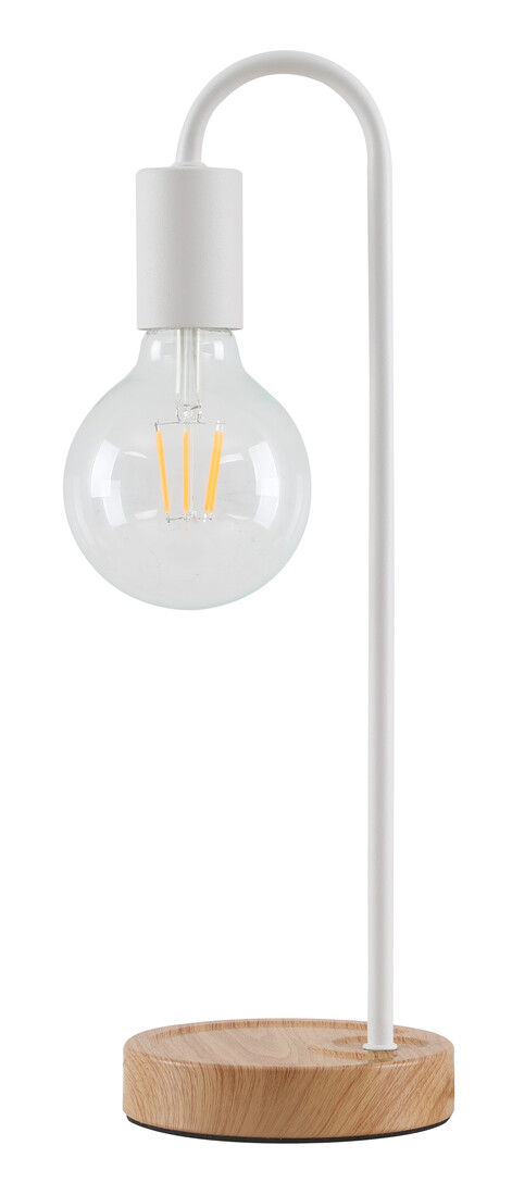 lAMPARA SOBREMESA PIE MADERA E27 BLANCA        