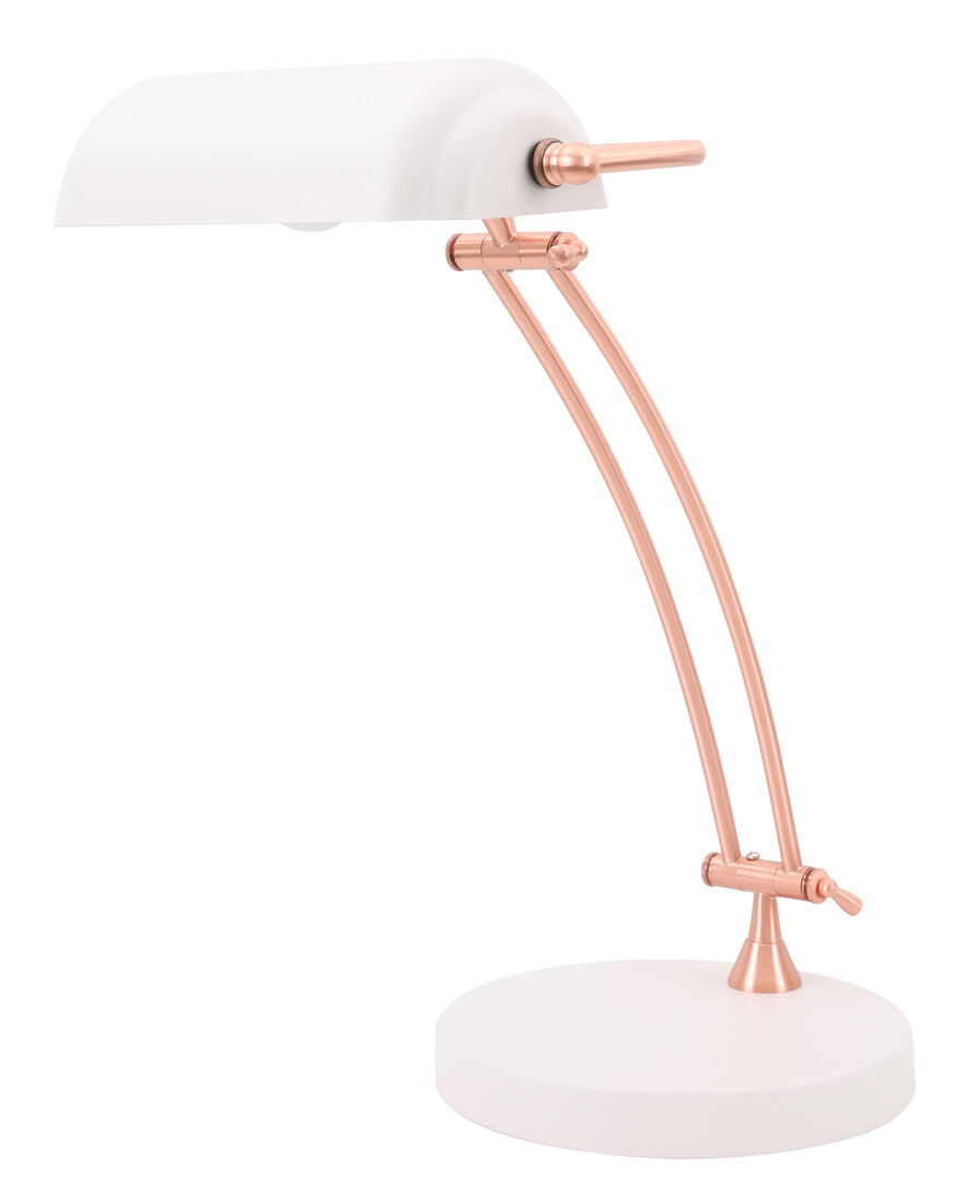 lAMPARA SOBREMESA TIPO BANQUERO E27 BLANCA        