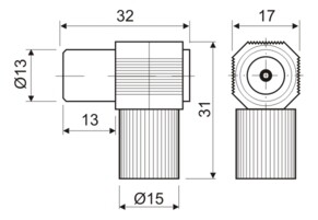 cONECTOR ACODADO TV MACHO 13mm DH        