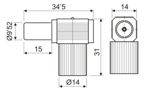 cONECTOR ACODADO TV HEMBRA 9,5mm DH        