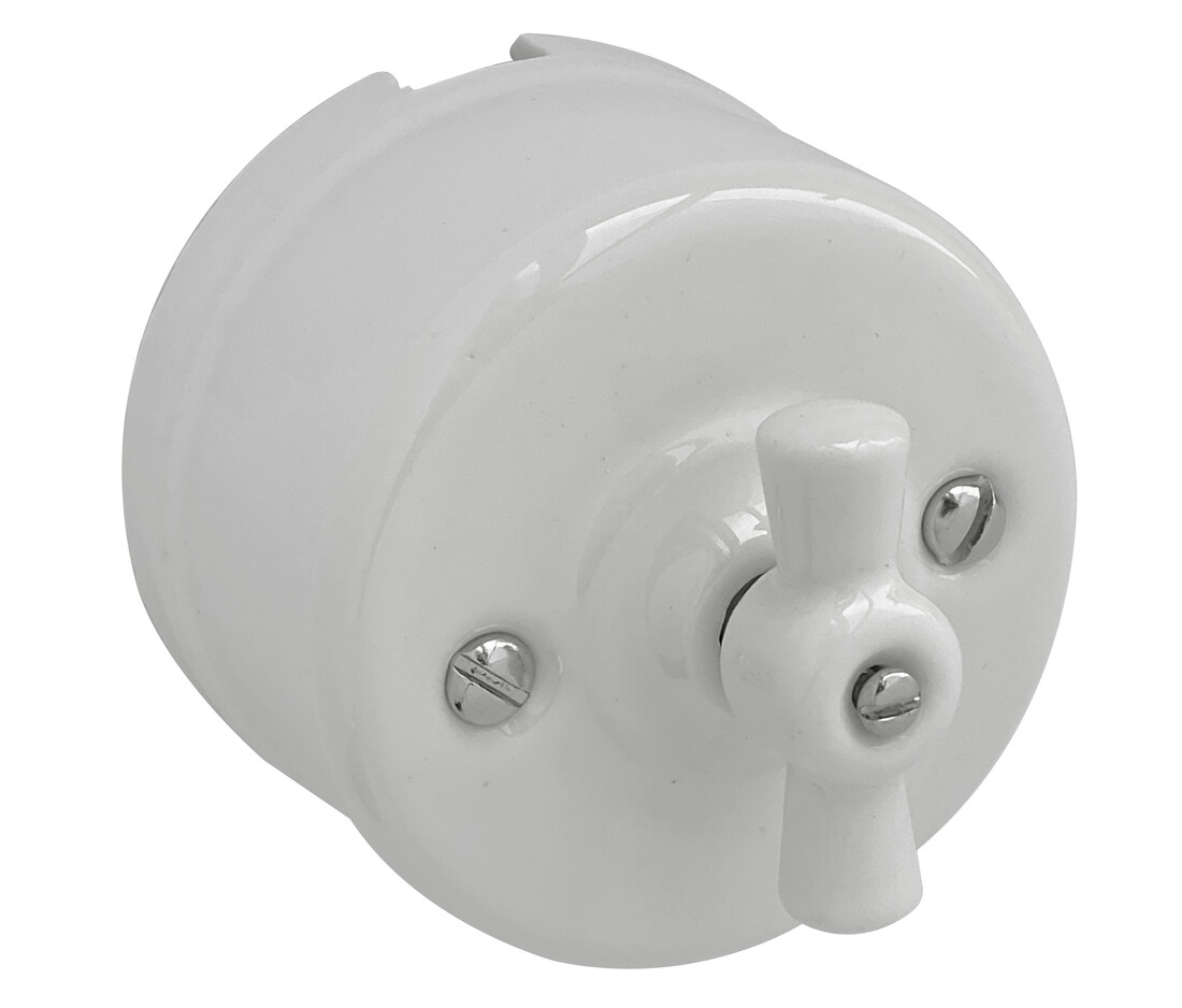 cONMUTADOR DE SUPERFICIE LAZO PORCELANA BLANCA F-BRIGHT       