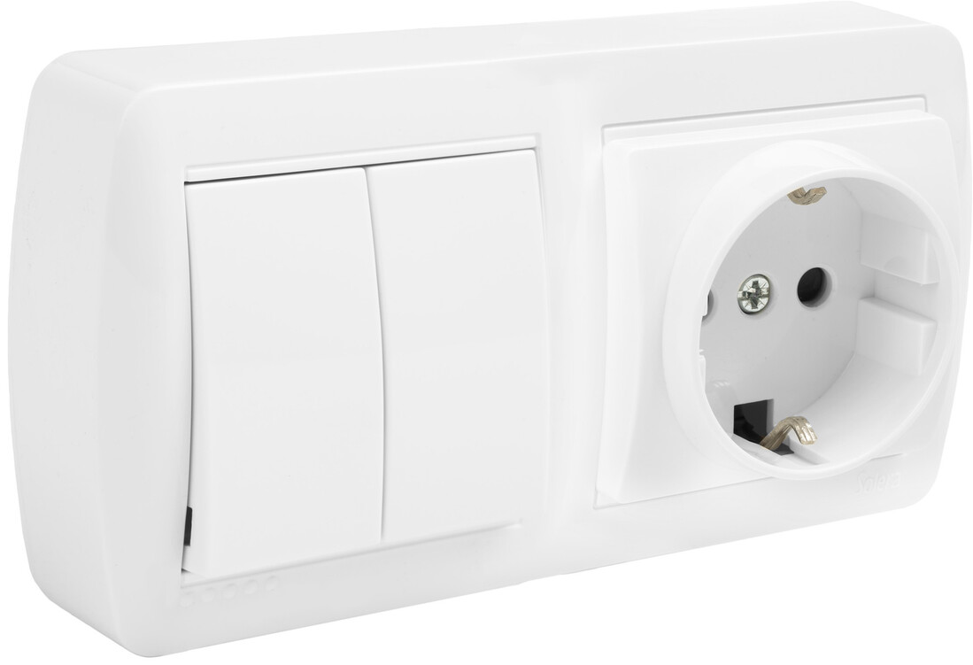 bASE SCHUKO + DOBLE CONMUTADOR SERIE MURAL       