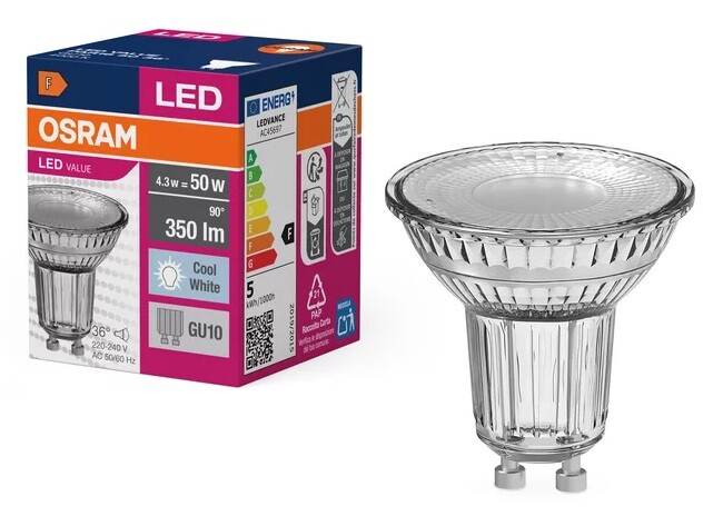 lAMPARA LED GU10 3,6W 4000K 36º VALUE OSRAM