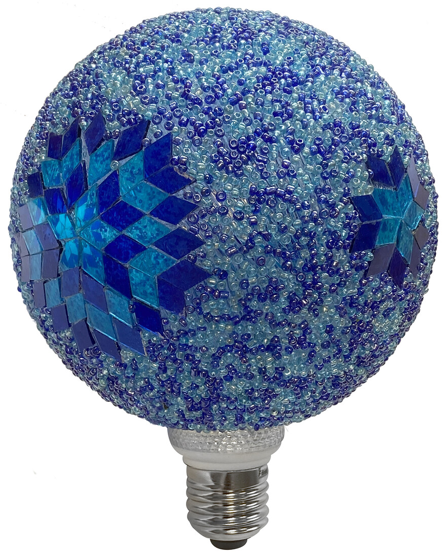 lAMPARA GLOBO LED ABALORIOS AZUL 3W E27       