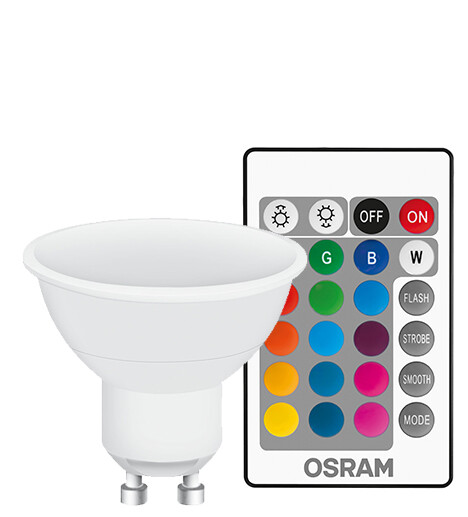 lAMPARA PAR16 LED GU10 2700K+RGB 4,5W C/MANDO RETROFIT OSRAM     