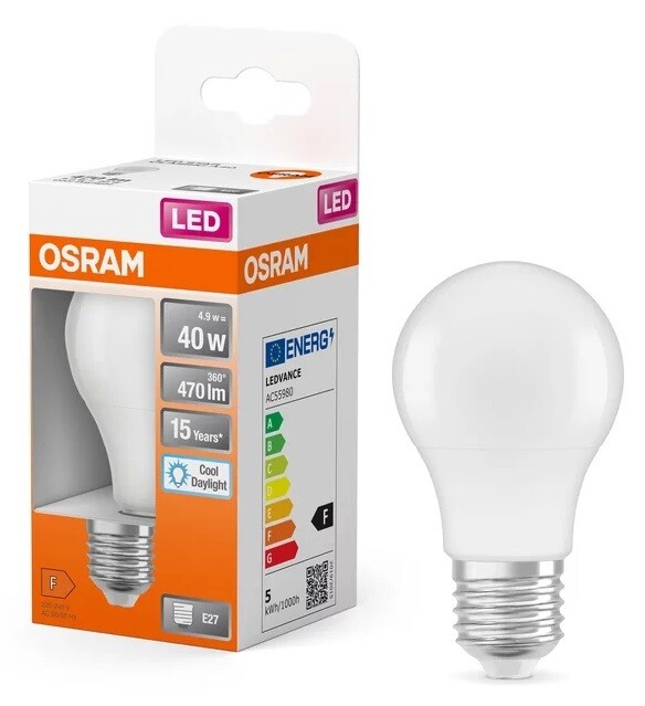 lAMPARA STANDARD LED E27 5,5W 6500K STAR OSRAM      