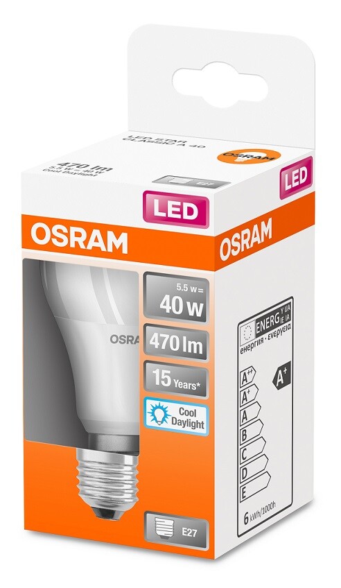 lAMPARA STANDARD LED E27 5,5W 6500K STAR OSRAM      