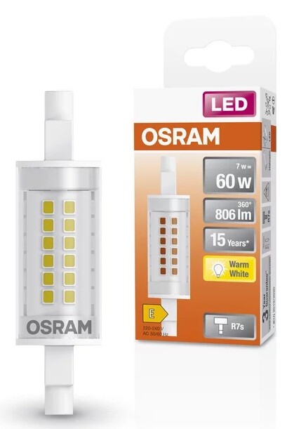 lAMPARA LINEAL LED R7S 6W 2700K 78mm SLIM LINE OSRAM    