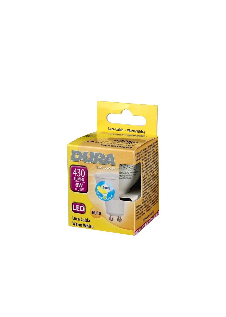 lAMPARA DICROICA LED GU10 6W 3000K DURALA       