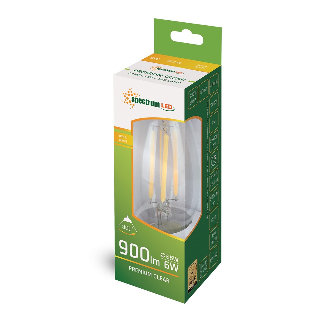 lAMPARA VELA LED CRISTAL 6W E14 4000K SPECTRUM      