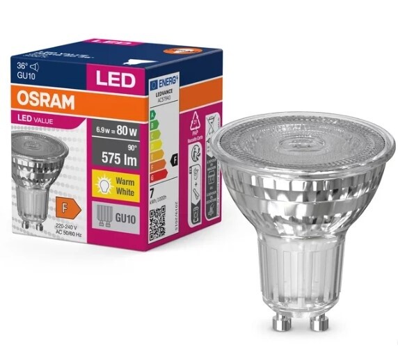 lAMPARA LED GU10 6,9W 3000K 36º VALUE       