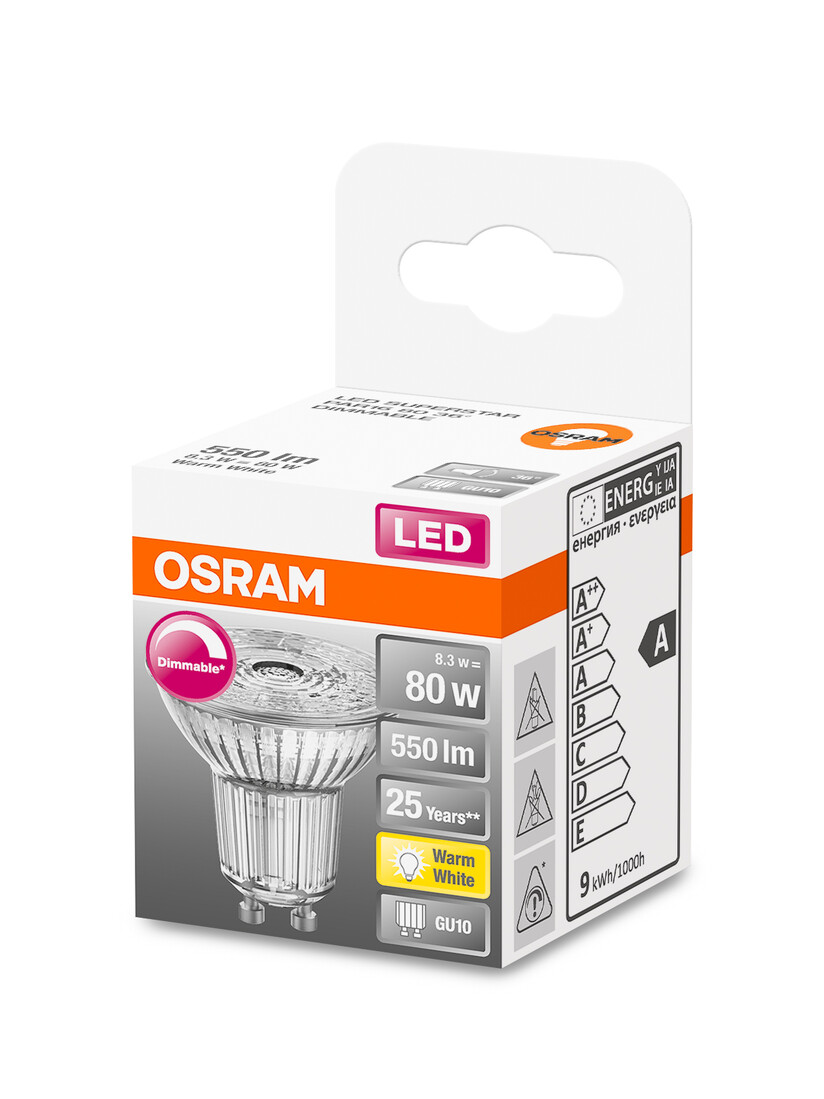 lAMPARA PAR16 LED REGULABLE GU10 8W 2700K 36° SUPERSTAR OSRAM    