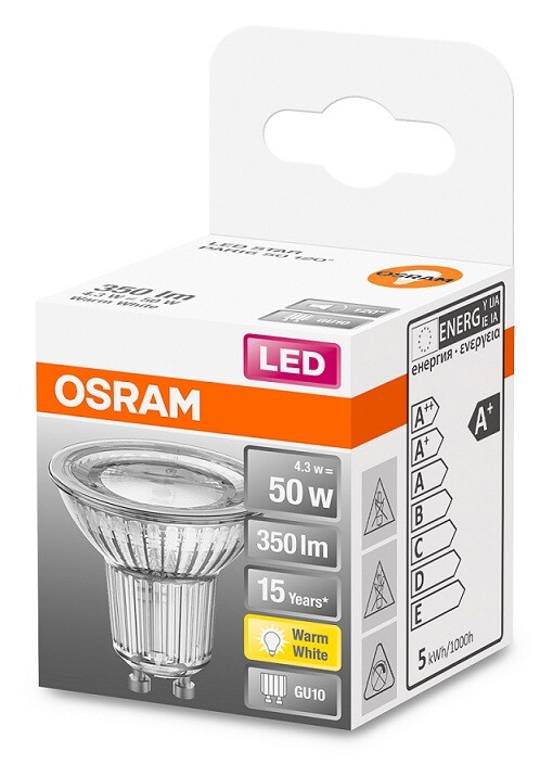 lAMPARA PAR16 LED GU10 4,3W 2700K 120° STAR OSRAM     