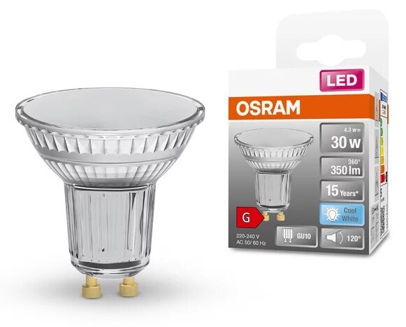 lAMPARA PAR16 LED GU10 4,3W 4000K 120° STAR OSRAM     