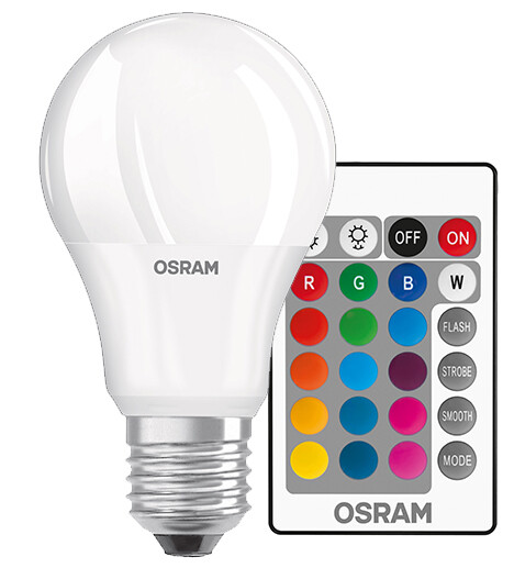 lAMPARA STANDARD FIL LED MATE E27 9W 2700K+RGB C/MANDO RETROFIT OSRAM   