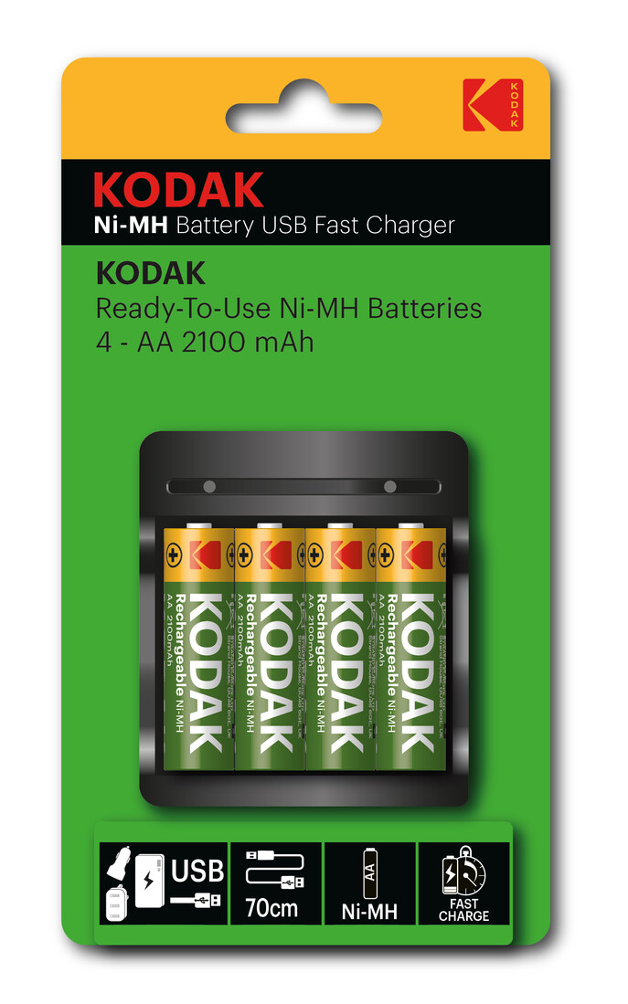 cARGADOR PILAS USB AA 4X2100mAh KODAK