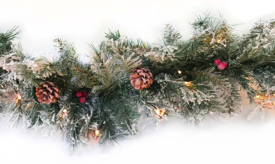 bOA NAVIDAD LED C/NIEVE PIÑAS Y BOLAS 180cm      