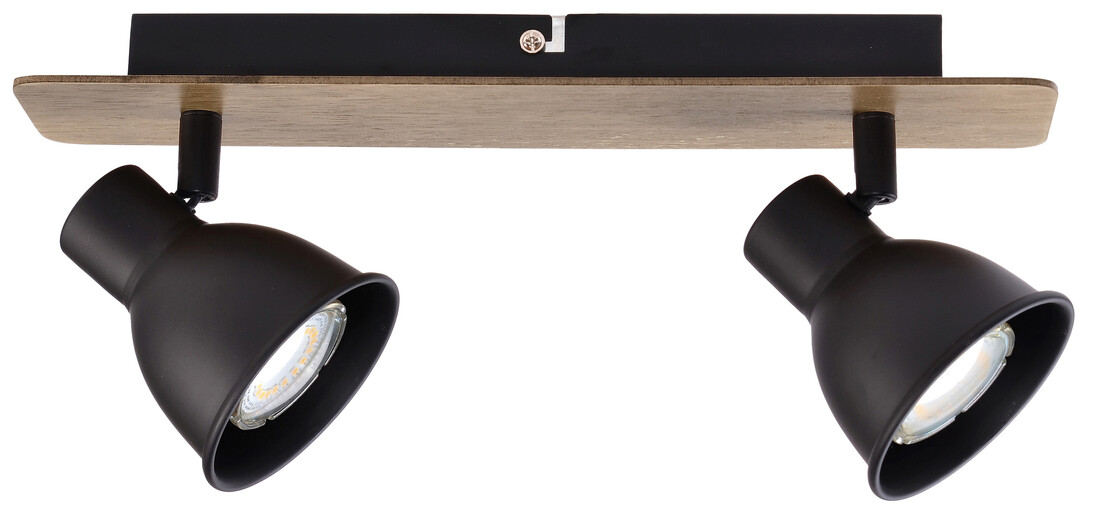 rEGLETA MADERA MIKO 2xGU10 NEGRA JUERIC        