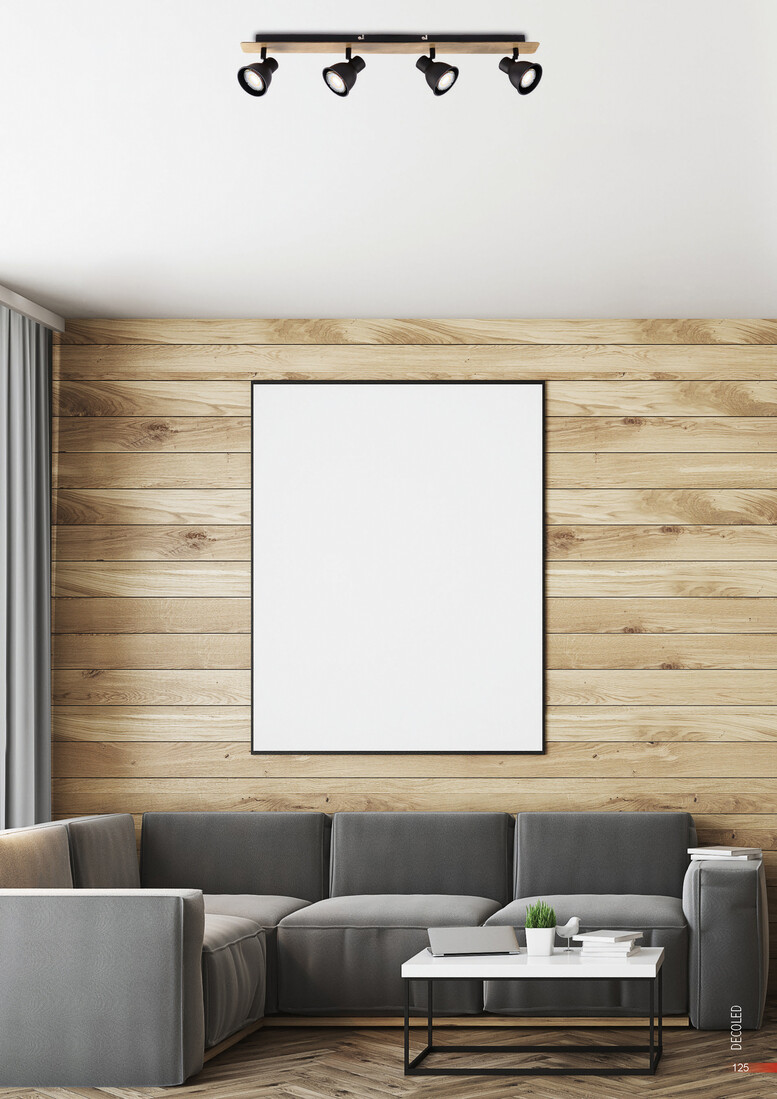 rEGLETA MADERA MIKO 2xGU10 NEGRA JUERIC        