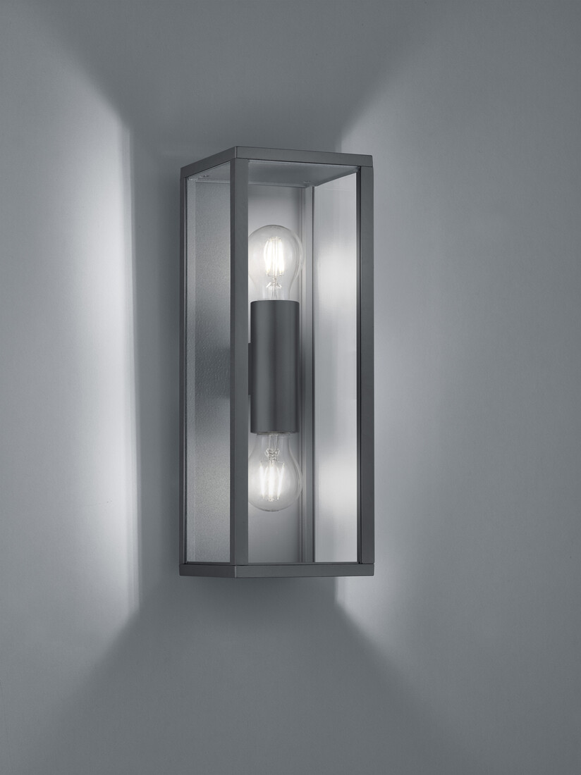 aPLIQUE PARED CAJA ALUMINIO GARONNE 2xE27 IP44 TRIO      