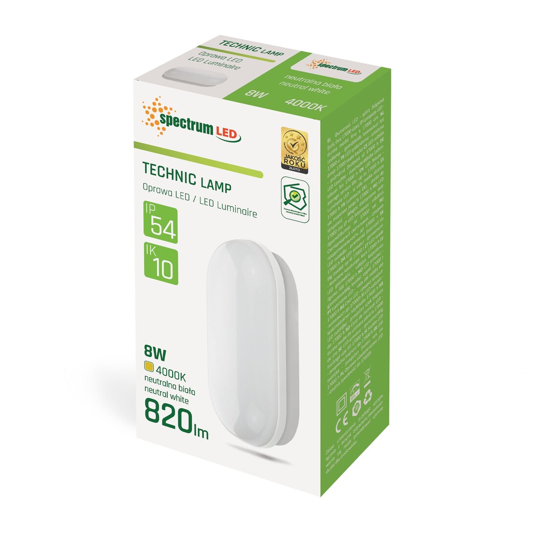 oVAL MINI APLIQUE LED 8W 4000K 820Lm IP54      