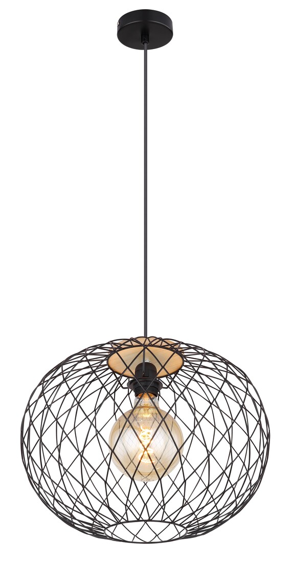 lAMPARA COLGANTE METAL NEGRO MATE 1XE27 60W LACKY GLOBO